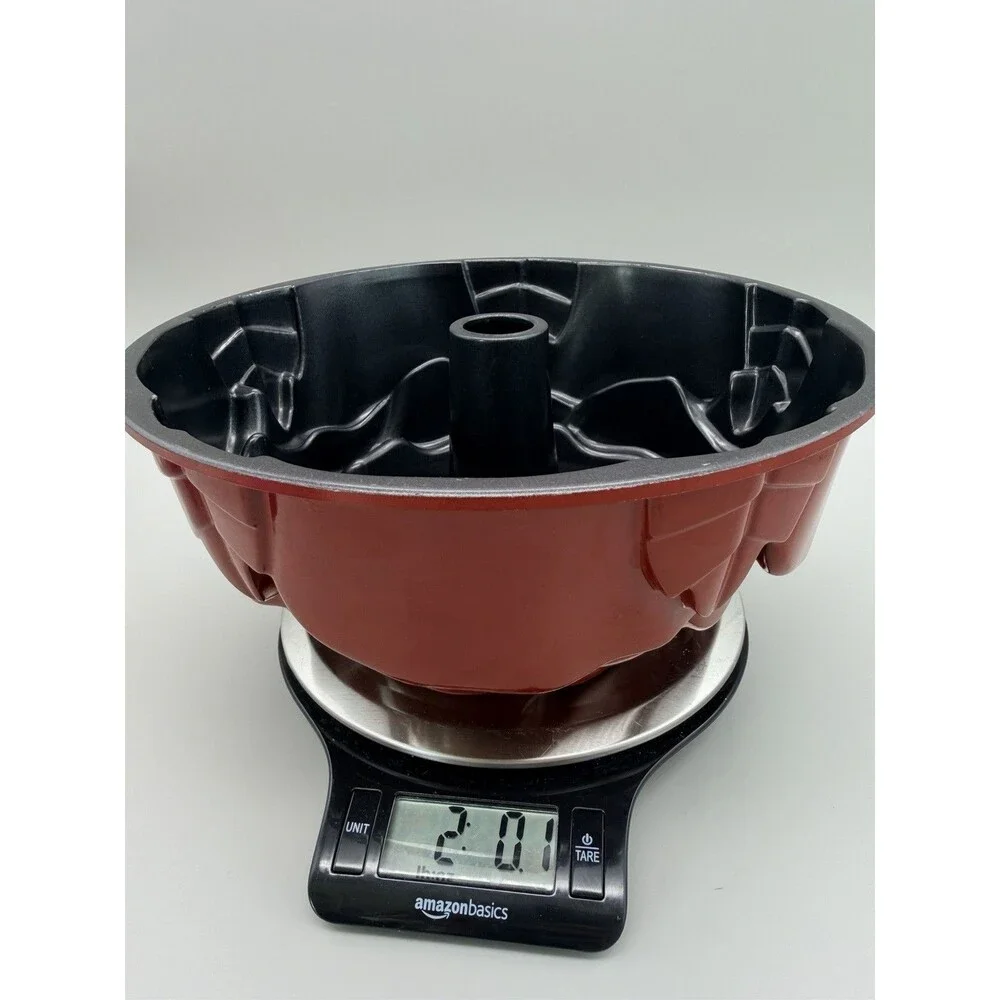 Nordic Ware Rose Bundt Pan Red Cast Aluminum 10 Cup Nonstick Cake Mold USA 9